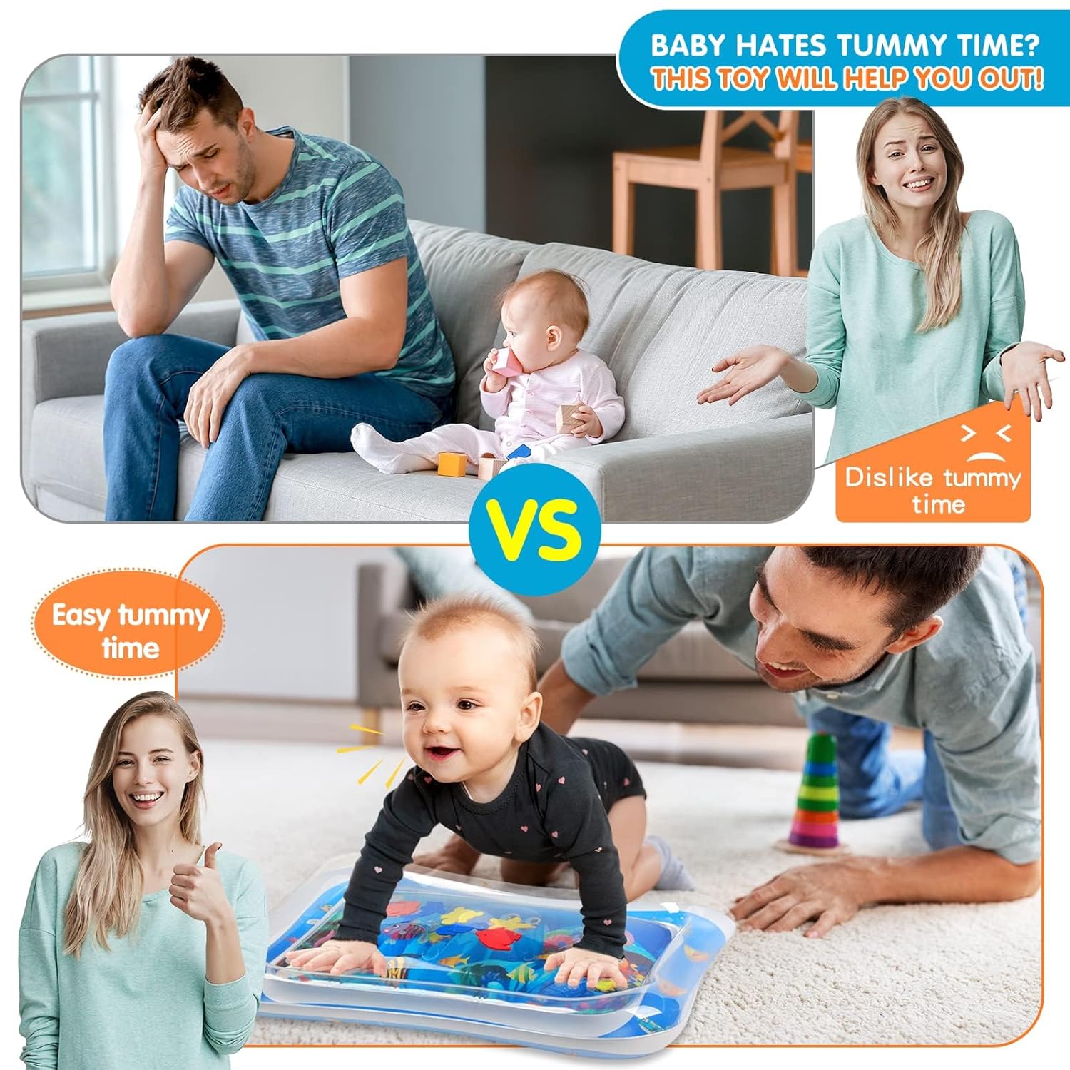 Infinno Inflatable Tummy Time Mat Premium Baby Water Play Mat for Infa