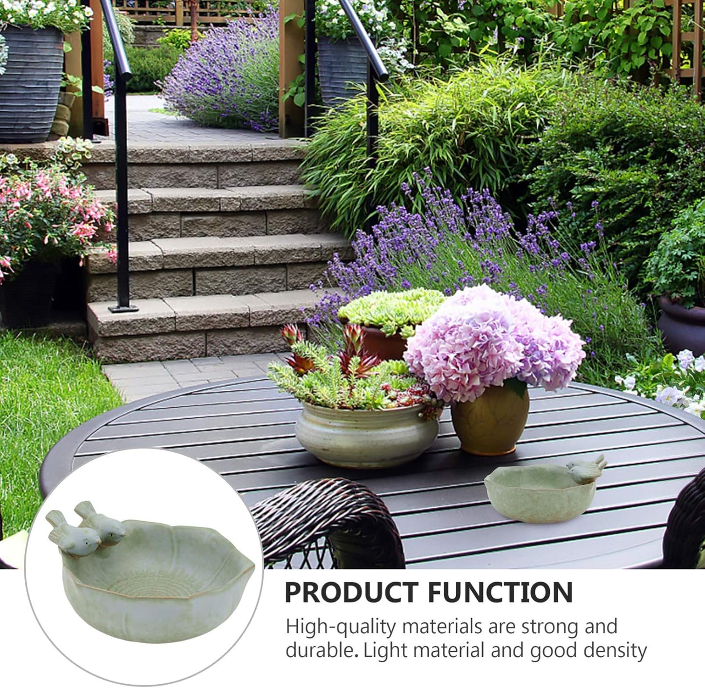 DOITOOL Ceramic Bird Feeder, Bird Bath Bowl, Bird Food Holder for Gard