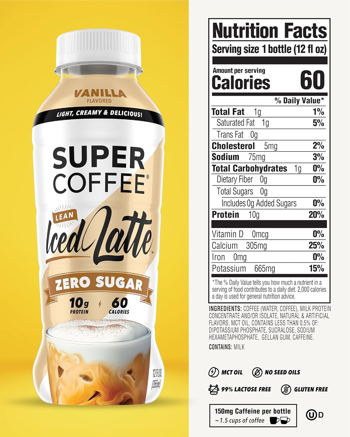 Super Coffee, Ready To Drink Iced Coffee, Vanilla Latte (12 Ounce Bott
