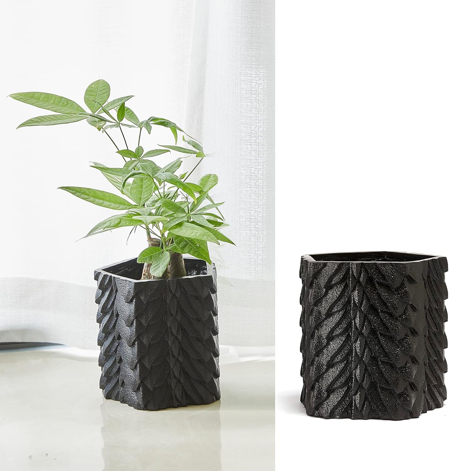 GUTE Dragon Scales Planter Pot & Vase Decanter - GOT, Fantasy I Plant and I Know Things - Black Marble Color 6" Flower Plant Vase - Dragón Monster Cylindrical for Home & Indoor