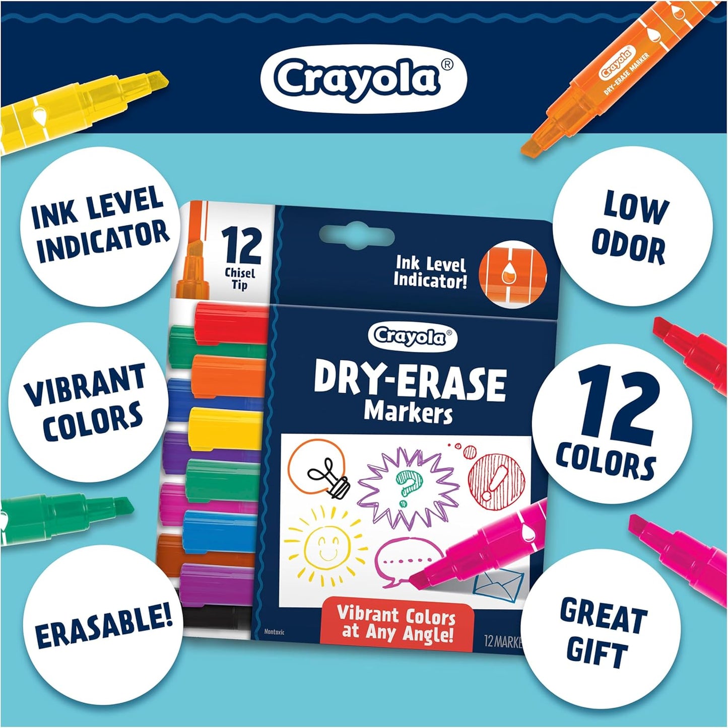 Crayola Take Note Dry Erase Markers for School (12ct) Essential Easter