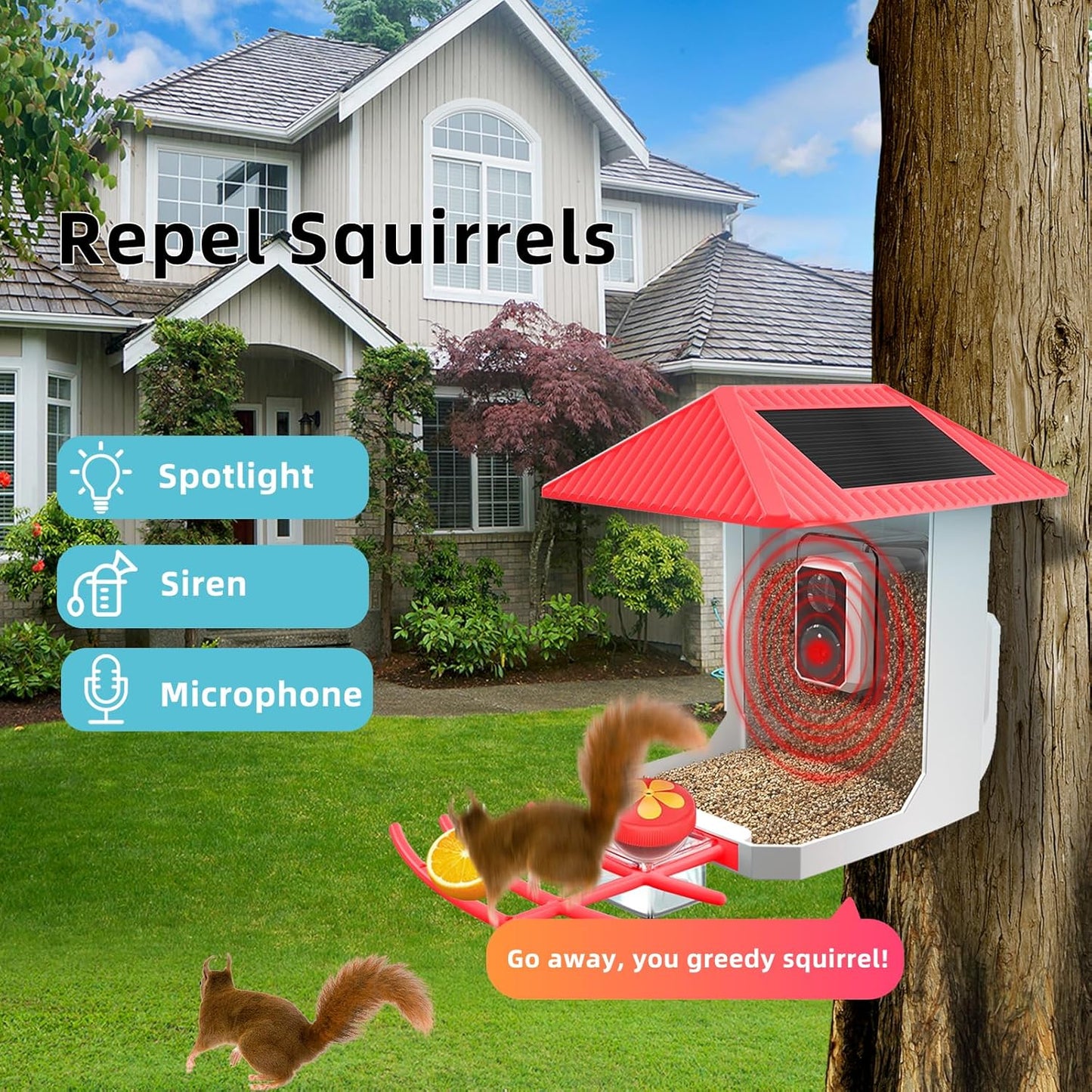 2K Smart Bird Feeder with Camera, 2.5L Ai Smart Bird House for Outdoor
