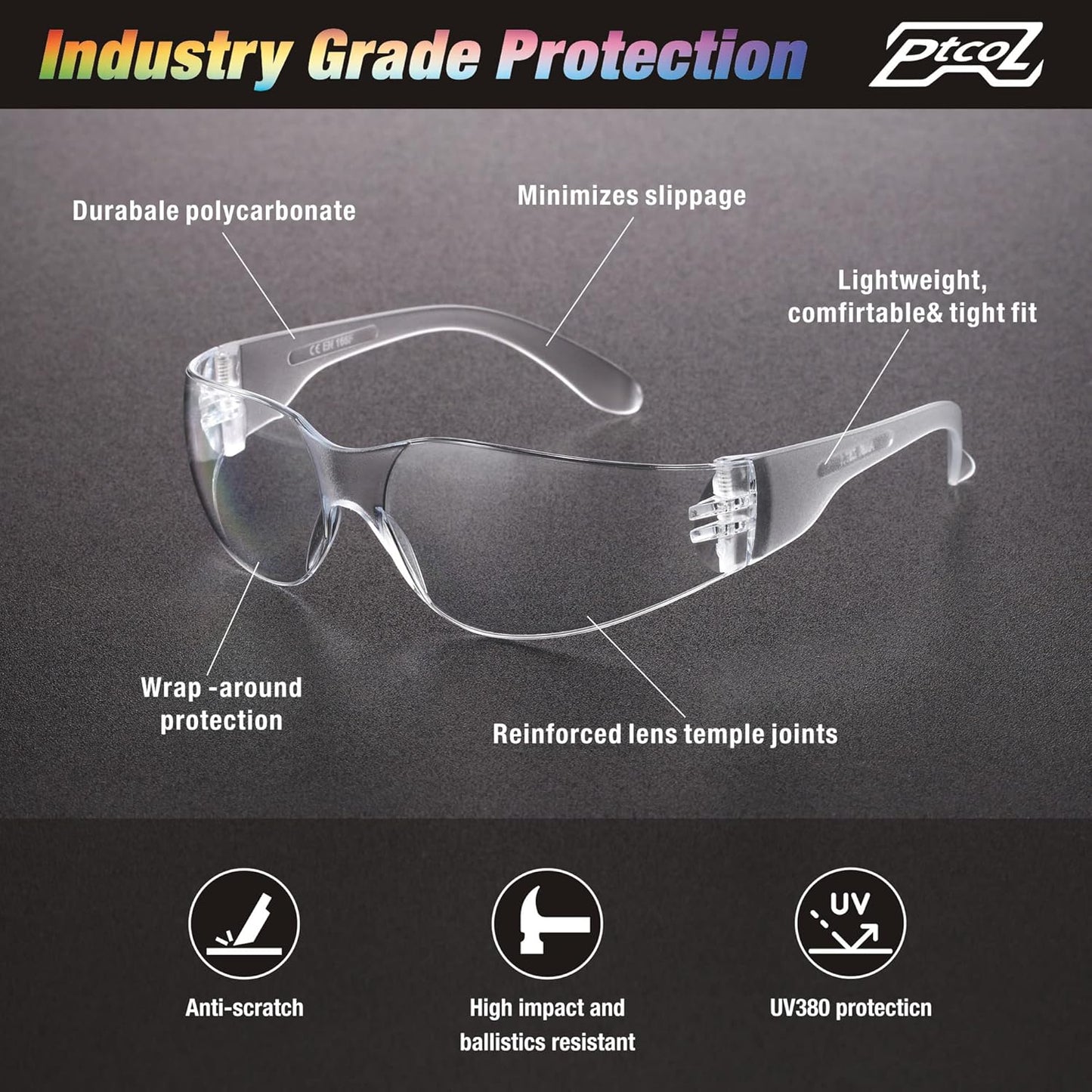 28 Pack Safety Glasses Crystal Clear (Bulk Pack of 24+4) Unisex Anti-S