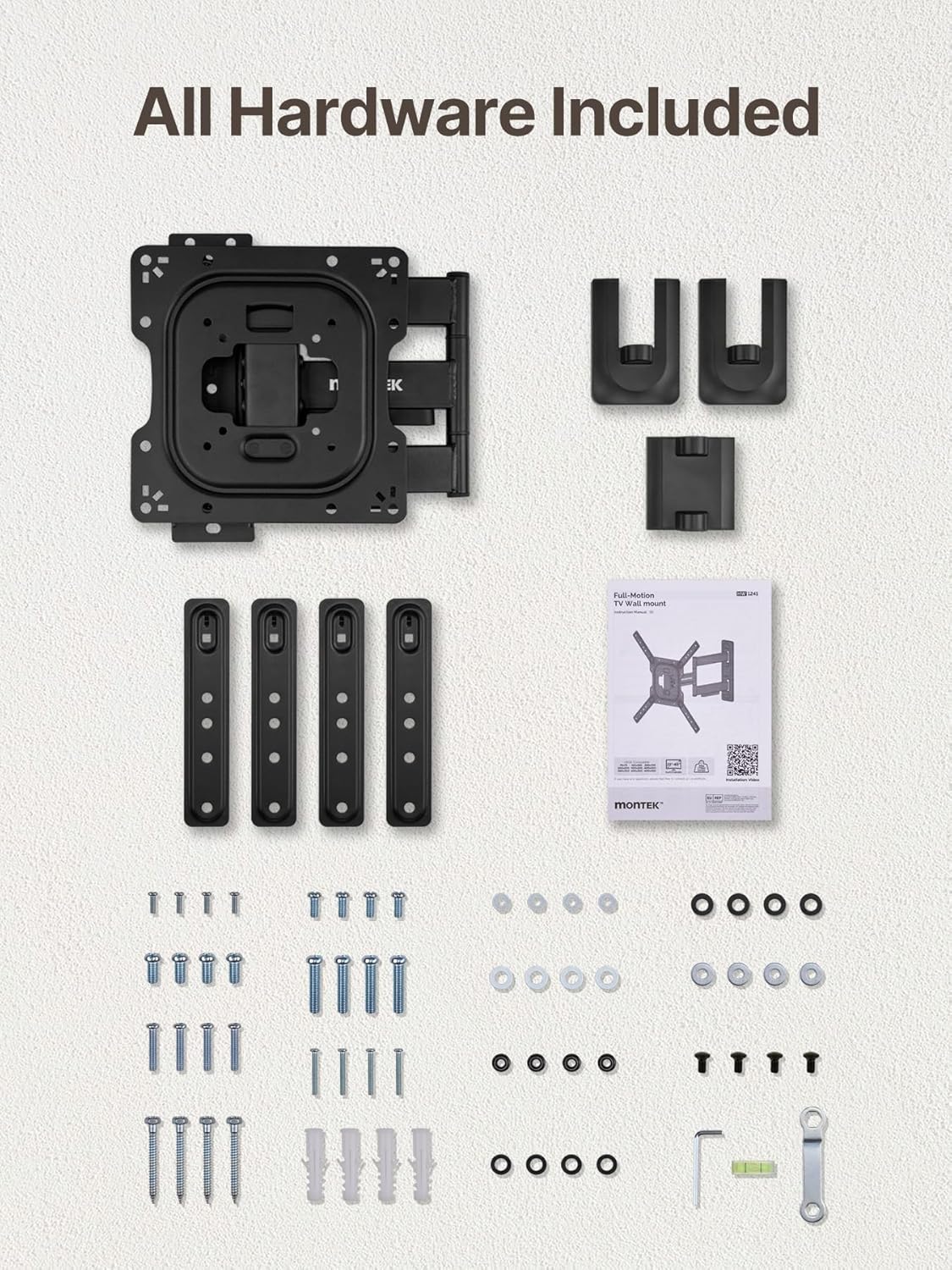 monTEK Full Motion TV Wall Mount for 23–65 Inch Flat & Curved TVs and 