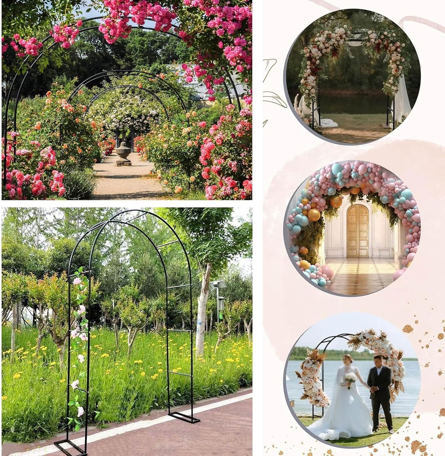 Garden Arch Trellis for Climbing Plants, Metal Arbor for Vines & Roses, Outdoor Patio Decoration, Brown Arched Frame Archway, 0.8x2x0.4m for Weddings & Ceremonies