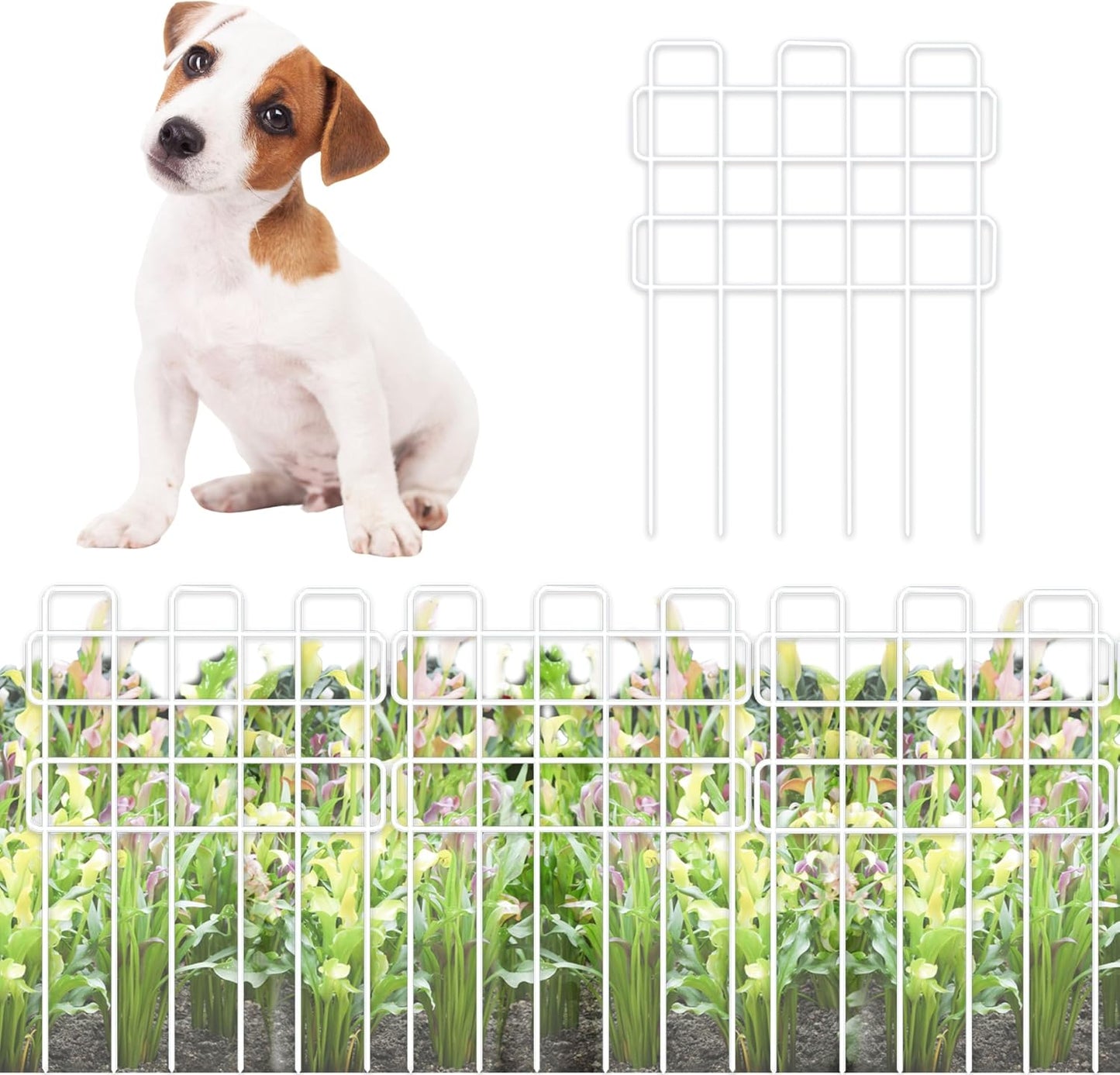 ShopLaLa Garden Fence Animal Barrier (10 Panels) 12in(L) x 16.5in(H) Small and Short Decorative Outdoor Dog Fence, Metal Fencing Plant Protectors from Pet Rabbit Landscape Yard, Wire Fences Border
