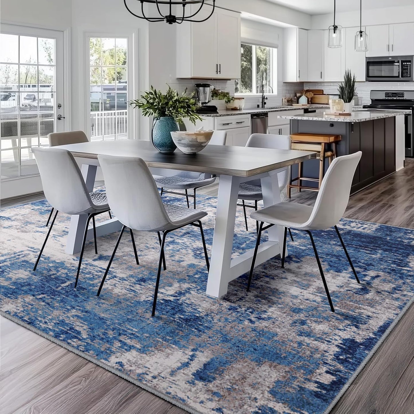 Washable Area Rugs 5'x7' Non-Slip Modern Abstract Soft for Living Room
