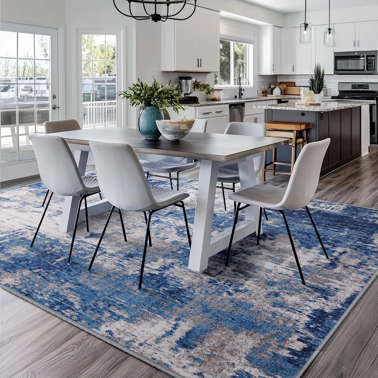 Washable Area Rugs 5'x7' Non-Slip Modern Abstract Soft for Living Room