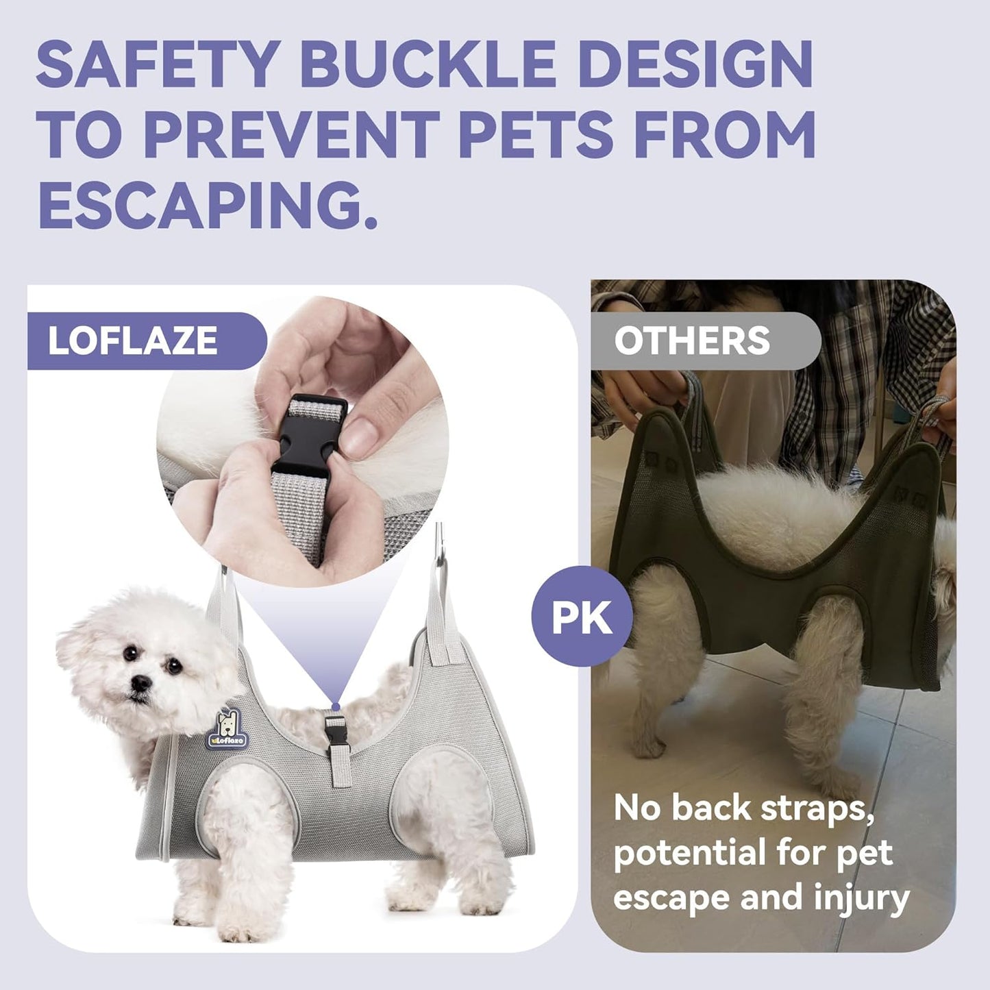 Dog Grooming Hammock Harness for Dogs & Cats with Pet Nail Clipper Tri