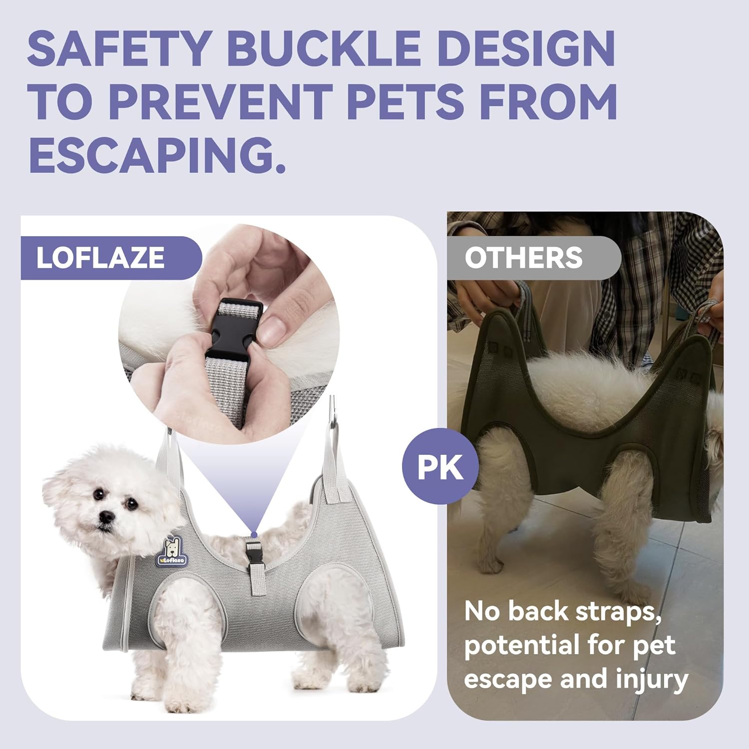 Dog Grooming Hammock Harness for Dogs & Cats with Pet Nail Clipper Tri