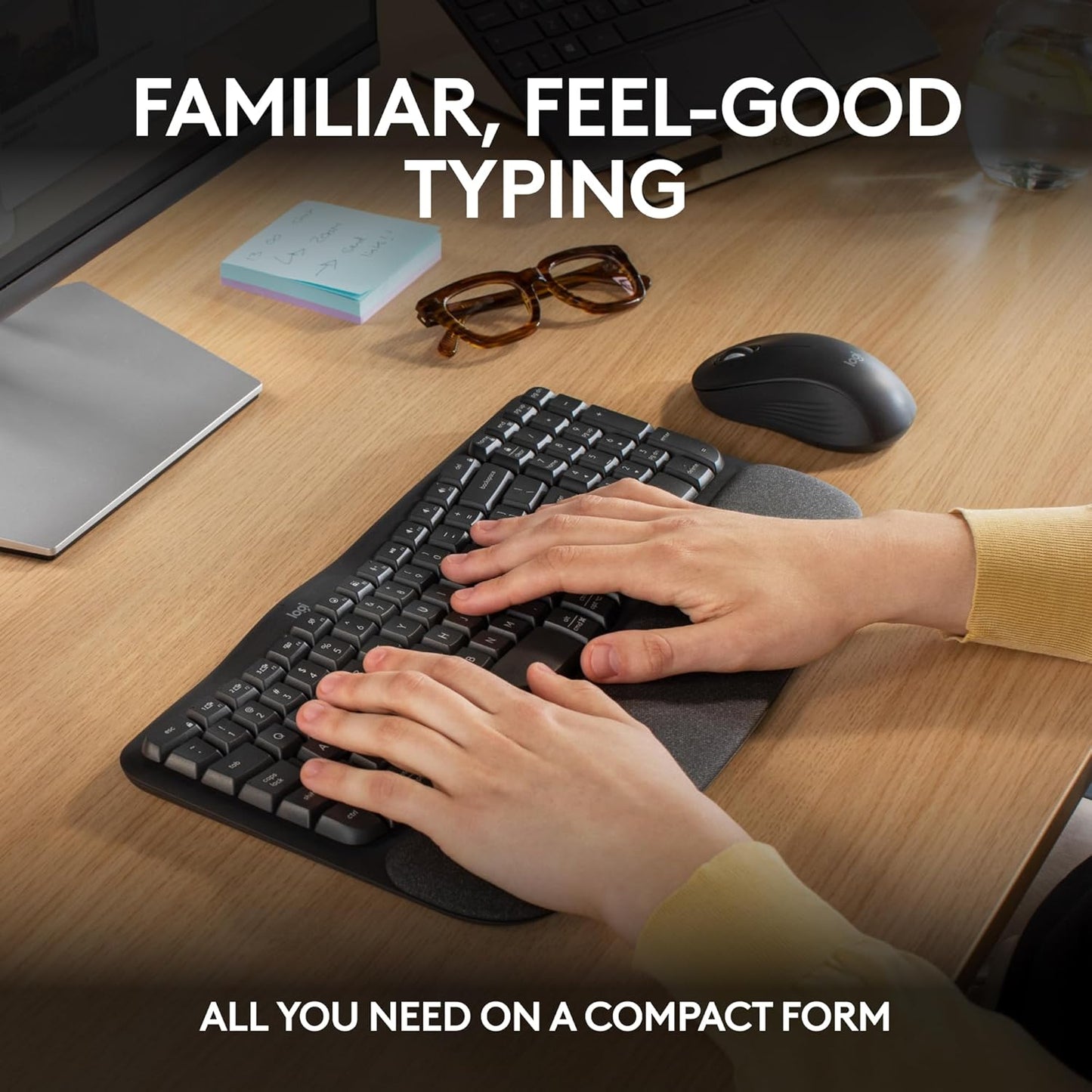 Logitech Wave Keys MK670 Combo, Wireless Ergonomic Keyboard with Signa
