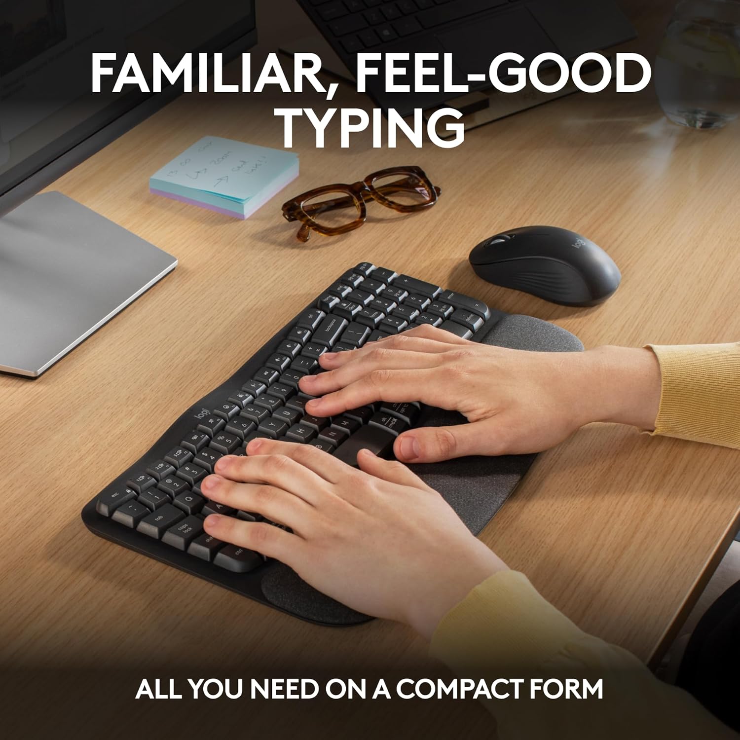 Logitech Wave Keys MK670 Combo, Wireless Ergonomic Keyboard with Signa