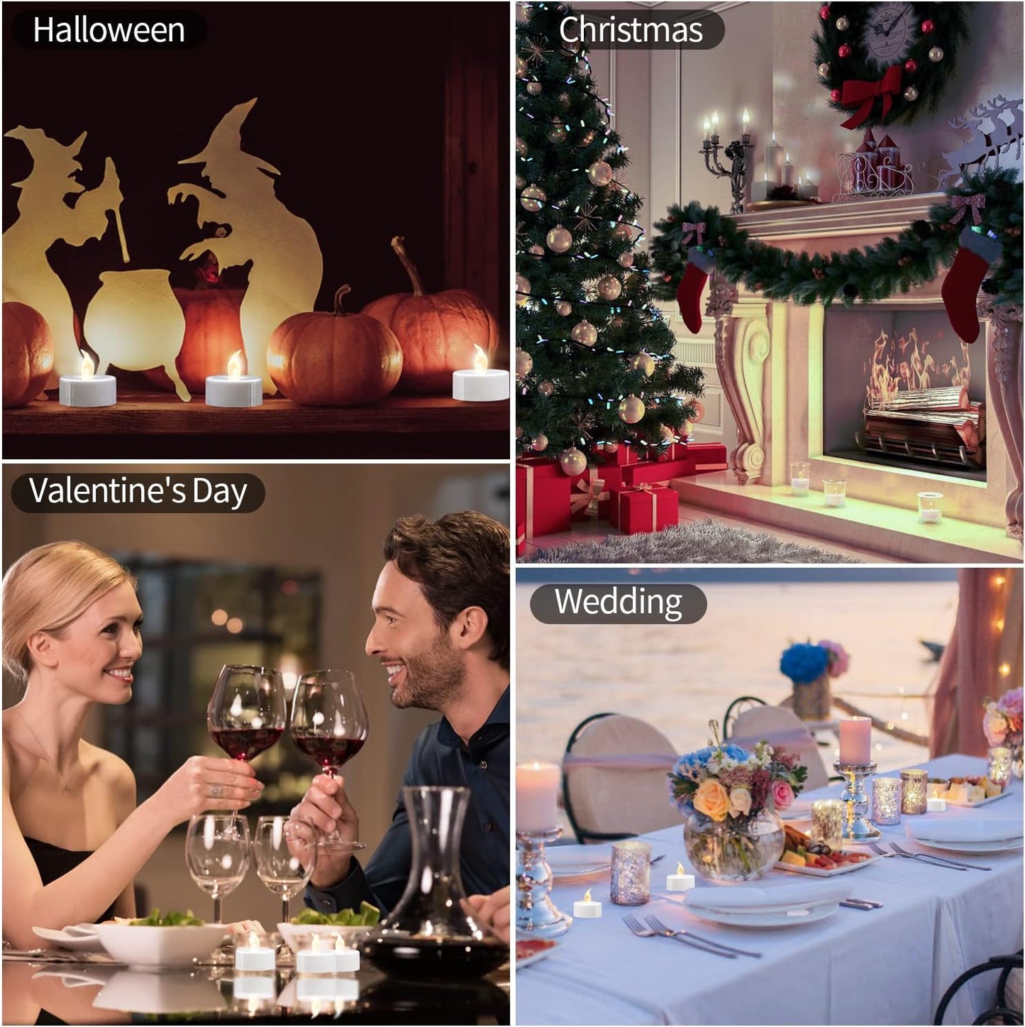 KOABY 12/24/50/100/200/400 Pack LED Tea Lights, Flickering Warm White Lights, Battery Operated