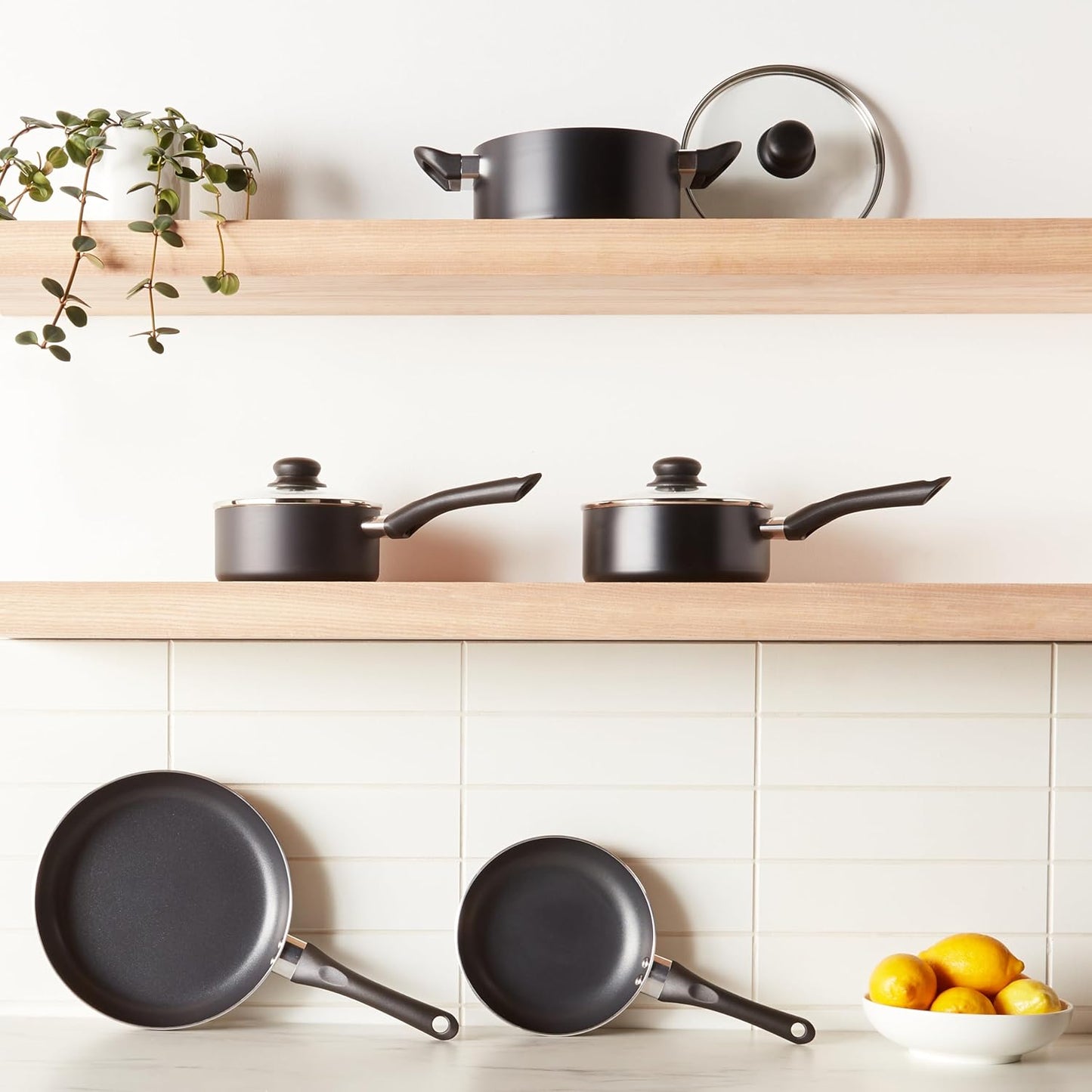 Amazon Basics Non-Stick Kitchen Cookware 8-Piece Set, Non-Induction, I