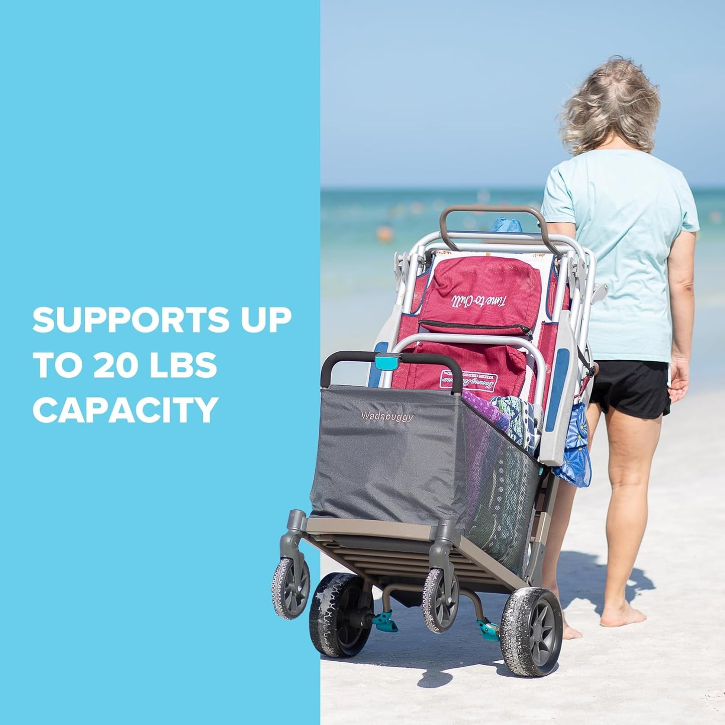 Wadabuggy Folding Chair Rack - Folding Chair Storage with 20 lbs Capacity - Storage Rack Compatible with Wadabuggy Shop, Beach & Pet Carts (Cart Not Included)
