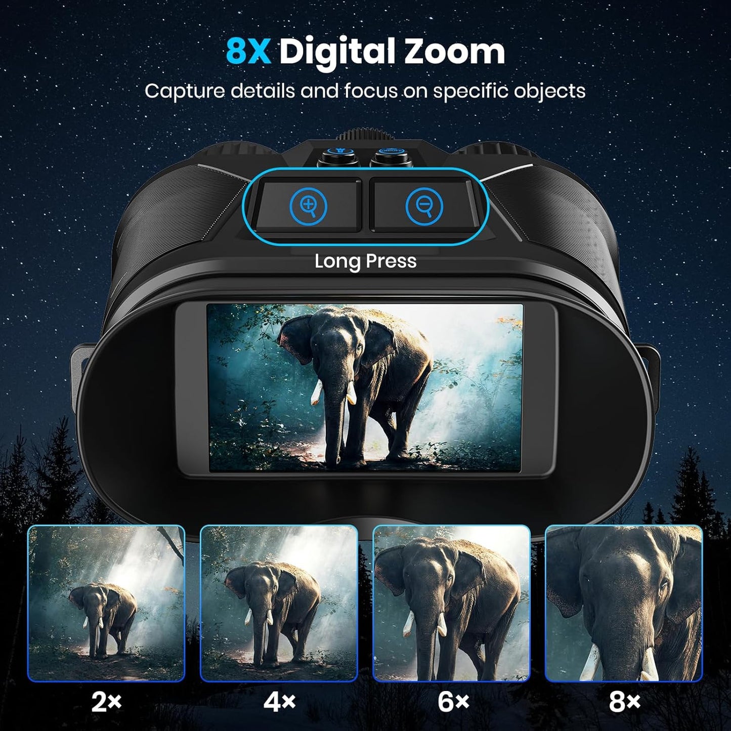seanme Night Vision Goggles with Camera, 4K Night Vision Binoculars for Adults, 3280FT Infrared, 3" Large Screen, 8X Digital Zoom, 5000 mAh Battery and 32GB Memory Card for Saving Photos and Videos