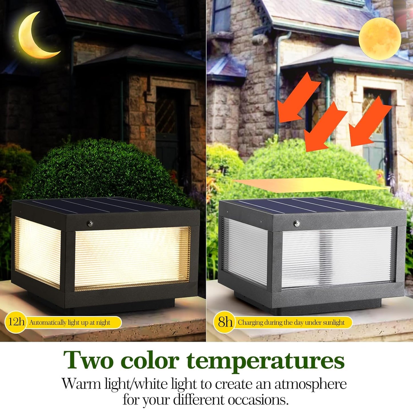Dimmable Solar Wall Lamp for Outdoor Serenity and Automatic Lighting Waterproof Design for Gardens and Pathways Black