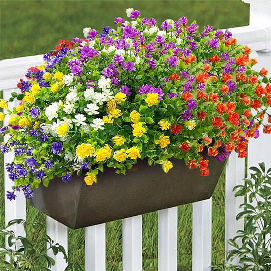 Colorful Artificial Flowers for Outdoors, 10 Bundles Realistic Spring Outdoor Fake Silk Flowers, UV Resistant Faux Flowers & Plants Outside for Porch,Pot,Window Box Filler Planter Decor(MixColors)