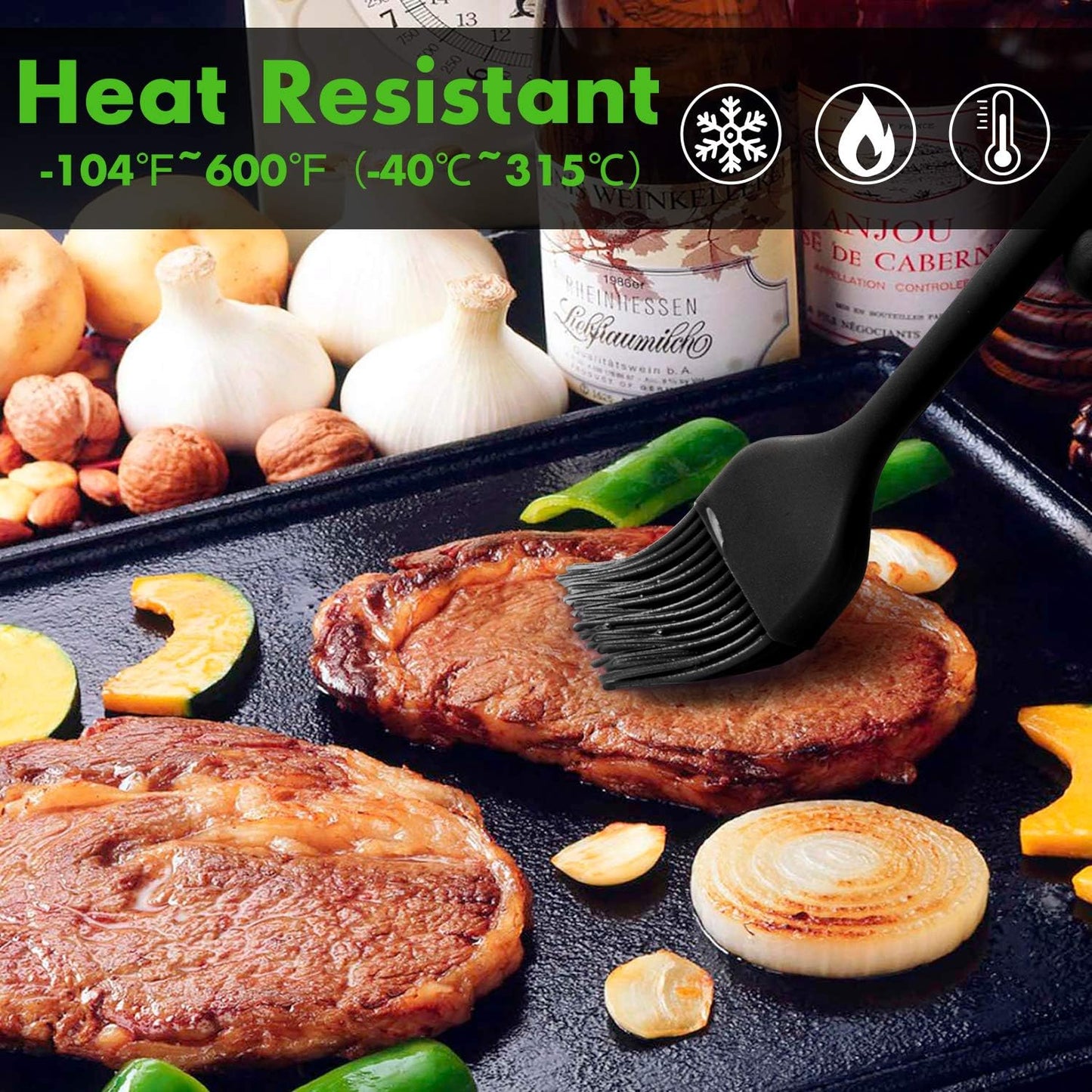 HOTEC 600℉ Heat Resistasnt Basting Brushes, BPA Free Silicone Pastry B