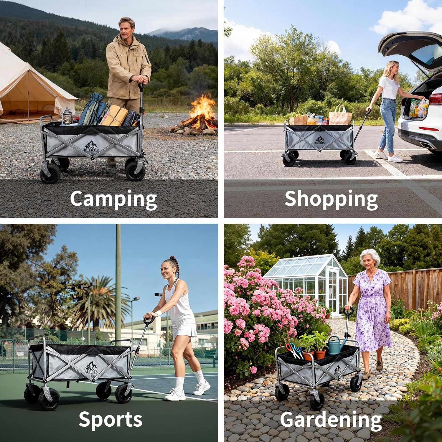 Collapsible Wagon - 600LBS Heavy-Duty Large Capacity Foldable Utility 