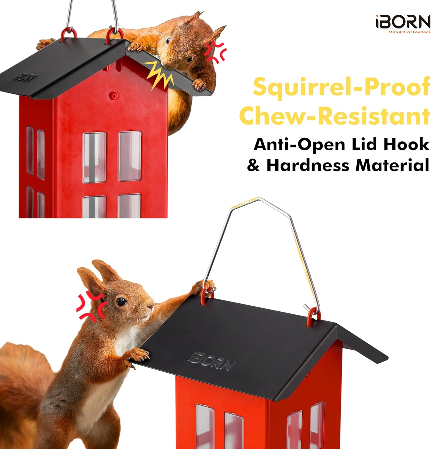 iBorn Bird Feeder House, Metal Bird Feeders for Outdoors Hanging,Doubl