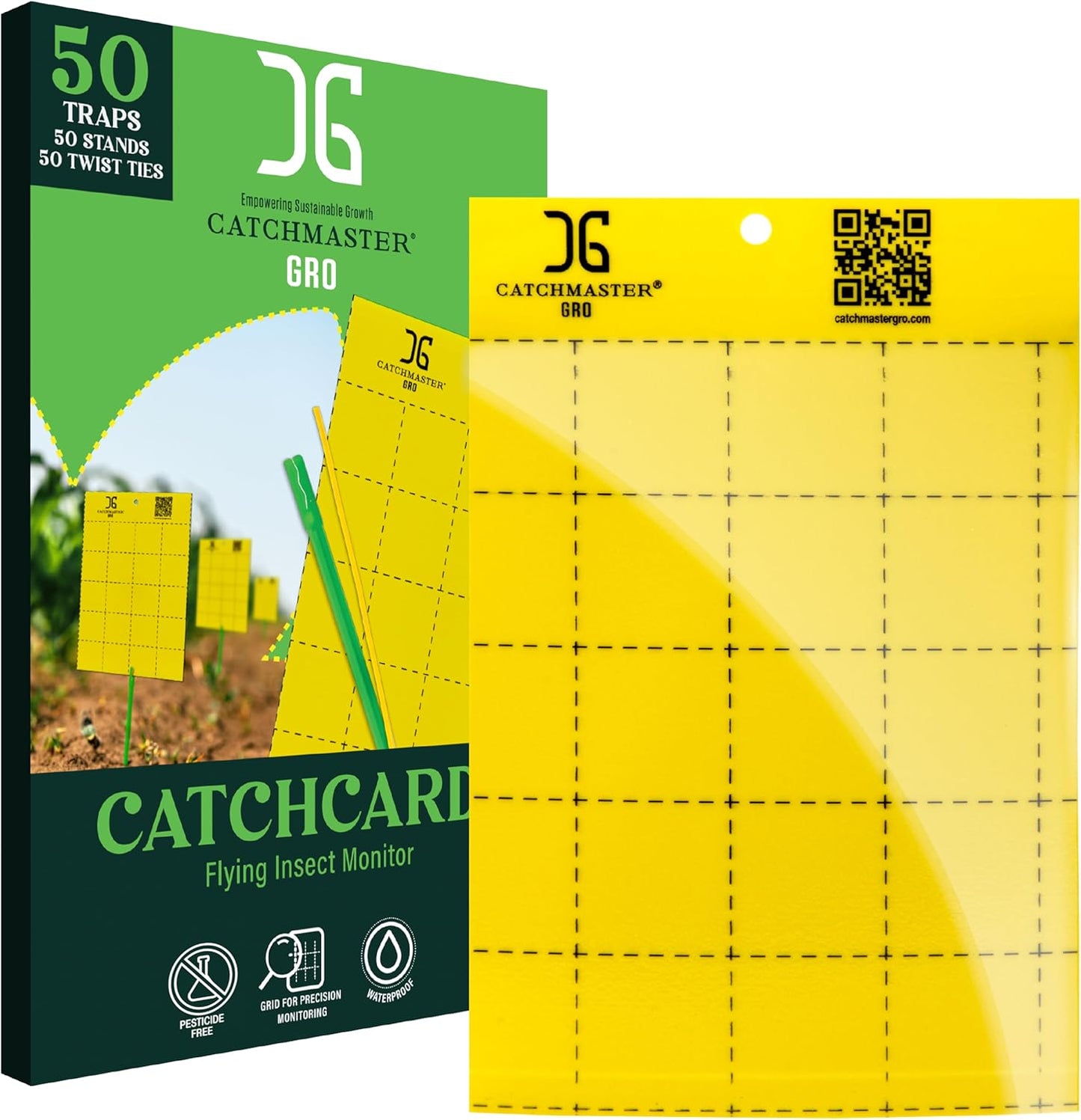 Catchmaster GRO Yellow Large Double Sided Sticky Traps 50PK, Adhesive 