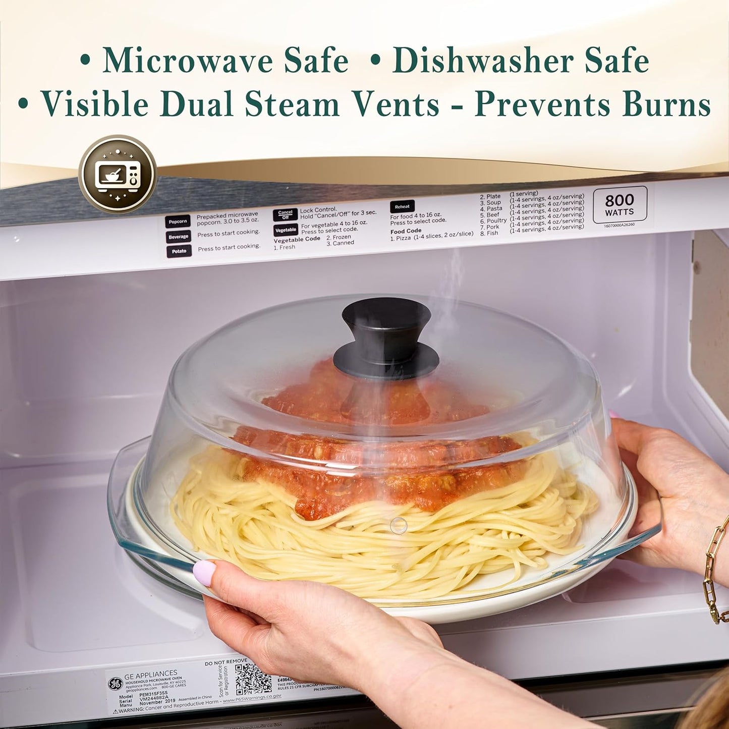 Le’raze Tall Glass Microwave Splatter Cover for Food - Cookware & Bake