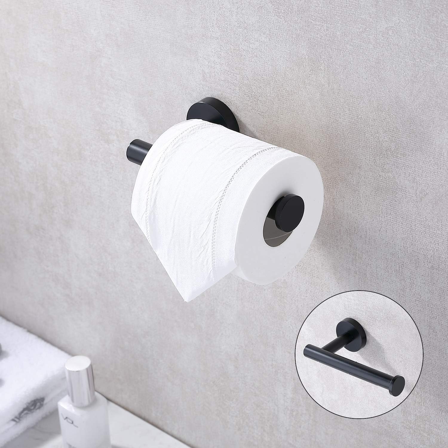 TASTOS Matte Black Toilet Paper Holder SUS304 Stainless Steel, Modern 