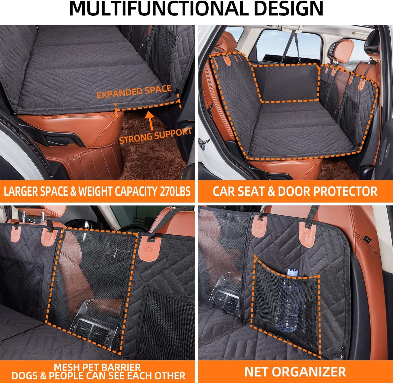 YJGF Back Seat Extender,Dog Seat Cover for Back Seat,Hard Bottom Car S