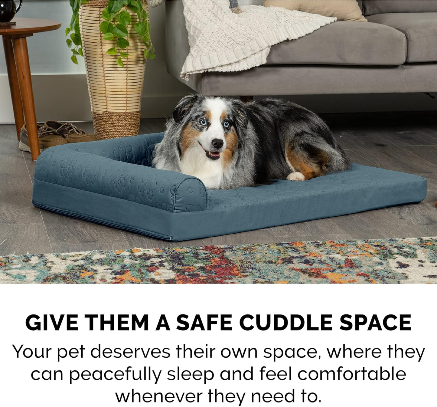 Furhaven Orthopedic Dog Bed for Large/Medium Dogs w/ Removable Bolster