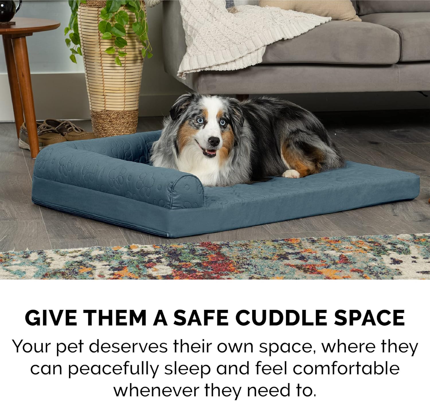 Furhaven Orthopedic Dog Bed for Large/Medium Dogs w/ Removable Bolster