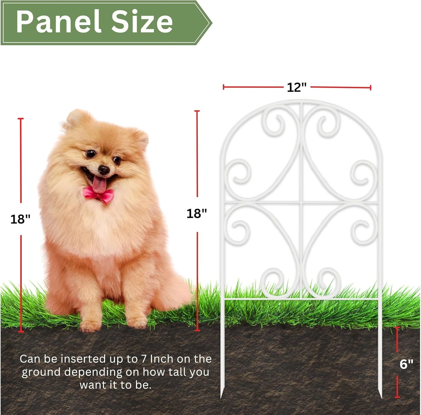 ShopLaLa Garden Fence Border Animal Barrier (10 Panels) 12in(L) x 24in(H) Wire Fence Butterfly Arch Panel Outdoor, Decorative Fencing Rustproof White Metal for Lawn Landscape, Dog Fences for The Yard