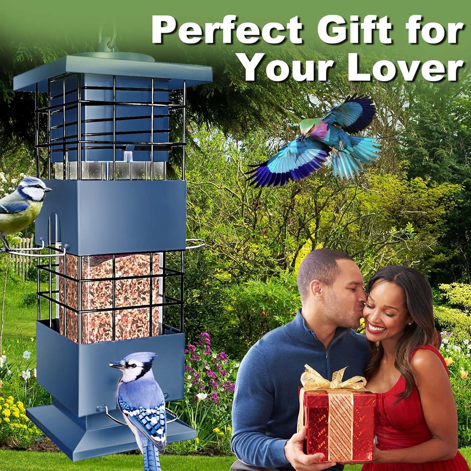 Squirrel Proof Bird Feeder,3Lbs Metal Birdfeeders Squirrel Proof with 
