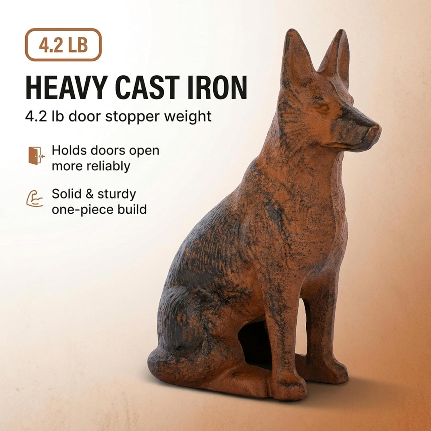 Lulu Decor, Cast Iron Dog Statue Dog Stopper, Weighs 4.2 lbs (German S