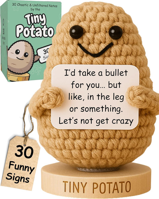 Funny Friendship Gift - Tiny Potato with 30 Sassy Messages for Women Friends Bestie BFF Bestfriend Coworkers - Best Friend Birthday Gifts for Women Men Her Him Sister Classmate - Positive Crochet