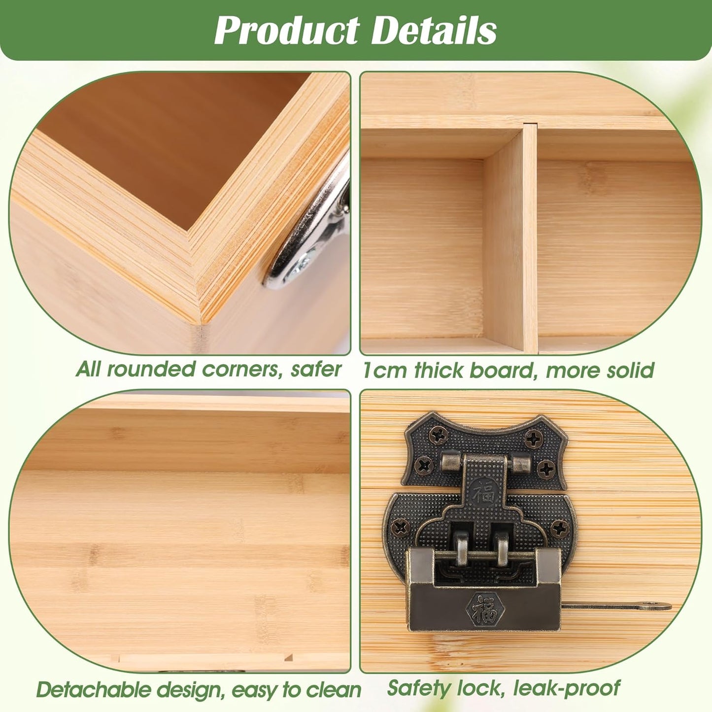 Luxiv Bamboo Seed Saving Box, Wood Seed Storage Organizer Box Large Se