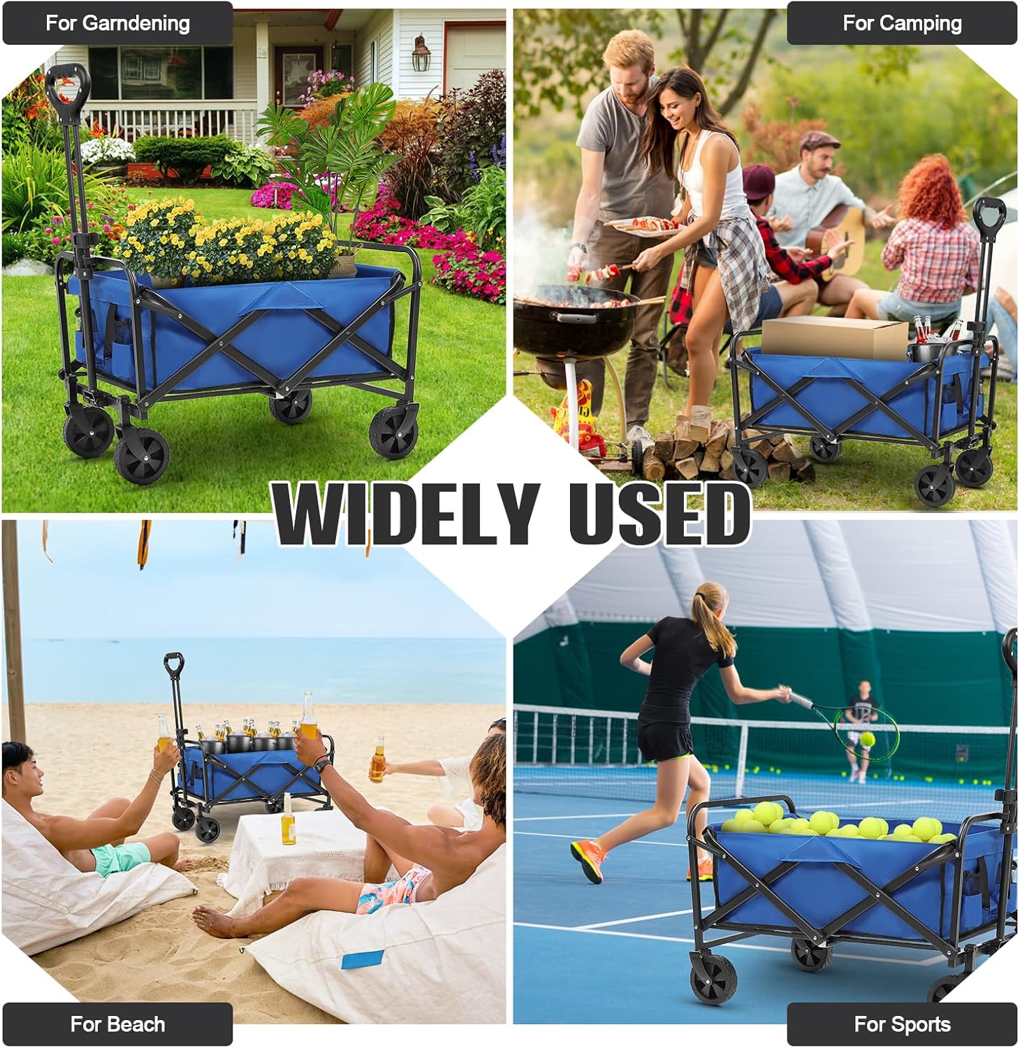 Beach Wagon with Big Wheels for Sand,Collapsible Folding All Terrain U