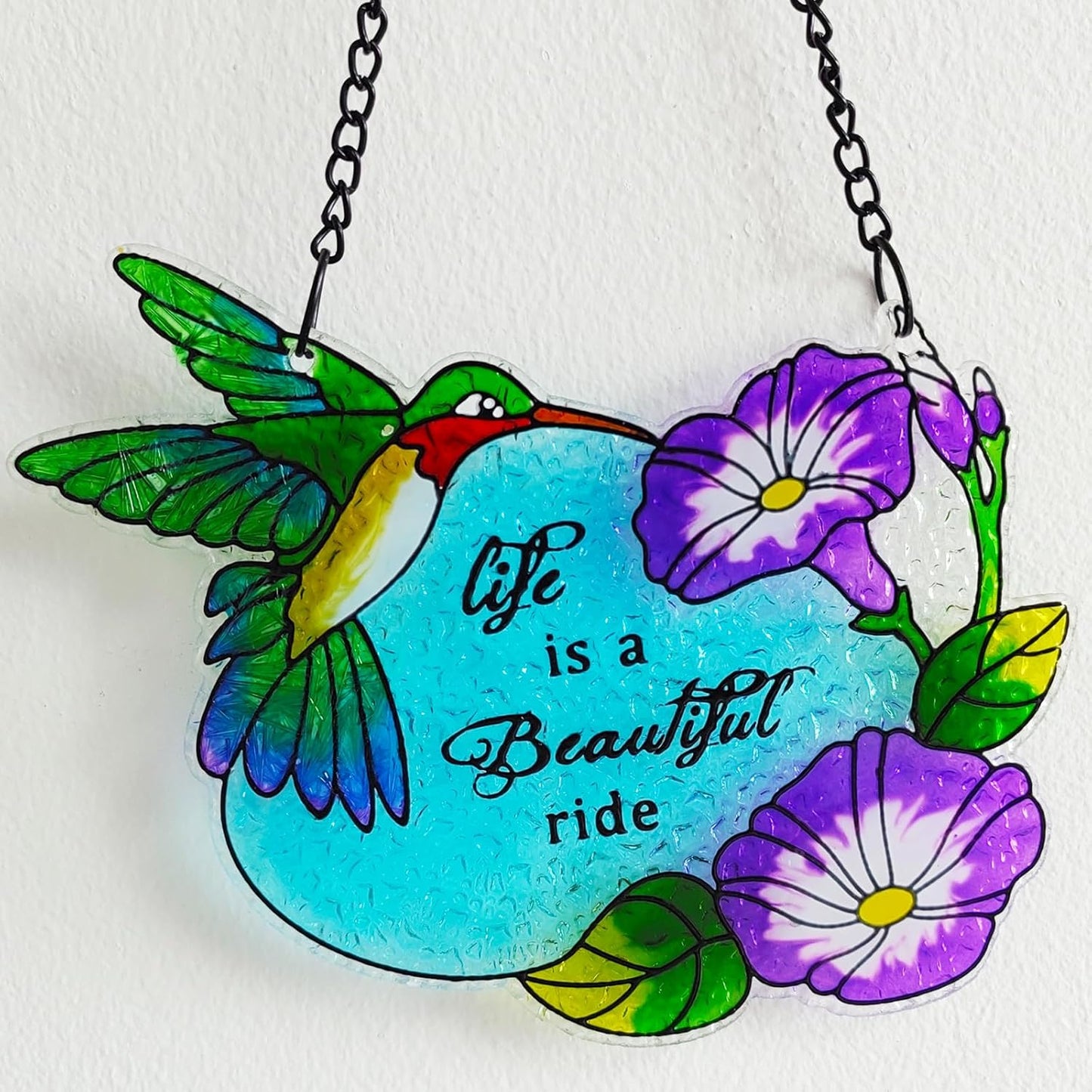 Stained Glass Window Hanging Hummingbird Suncatcher for Window and Hom