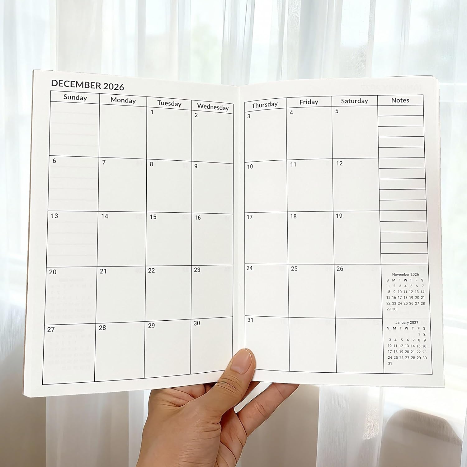A5 Calendar Planner Jan 2026 - Dec 2027, Travelers Notebook Inserts fo