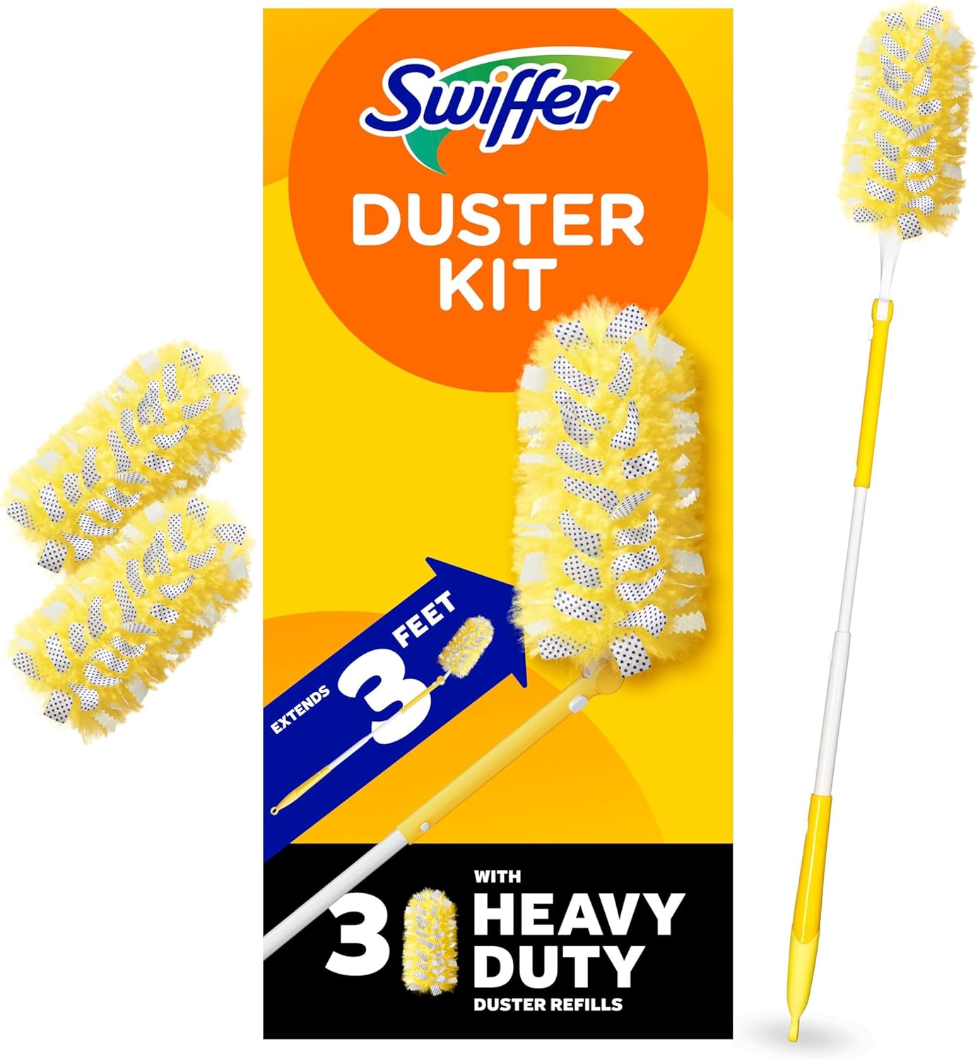 Swiffer Duster Kit with 3 ft Extendable Handle, Heavy Duty Dusting Sta