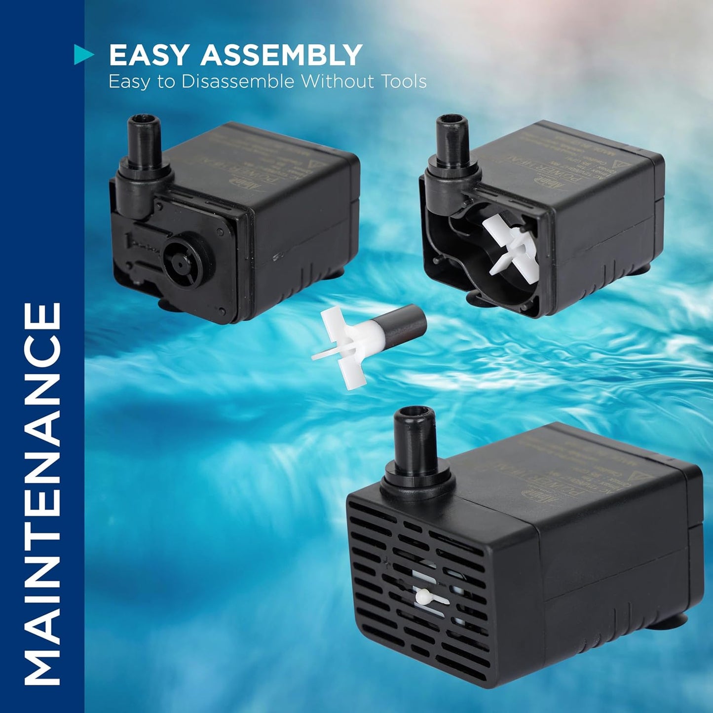 Alpine Corporation Submersible 95 GPH Fountain Pump with 1.5W LED Light for Outdoor Fountains, Birdbaths, Ponds, and Garden Water Features