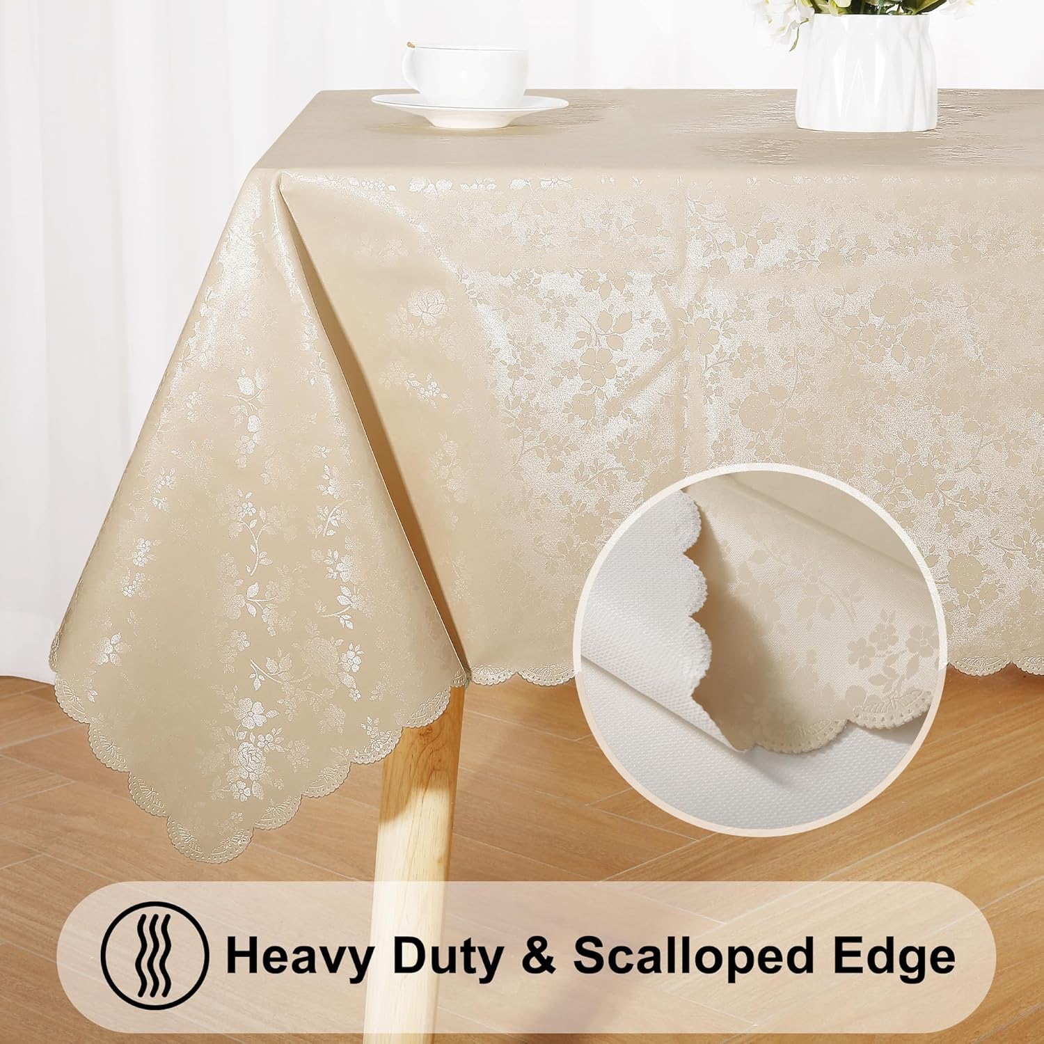 Smiry Rectangle Table Cloth, Waterproof Heavy Duty Vinyl Tablecloths, 