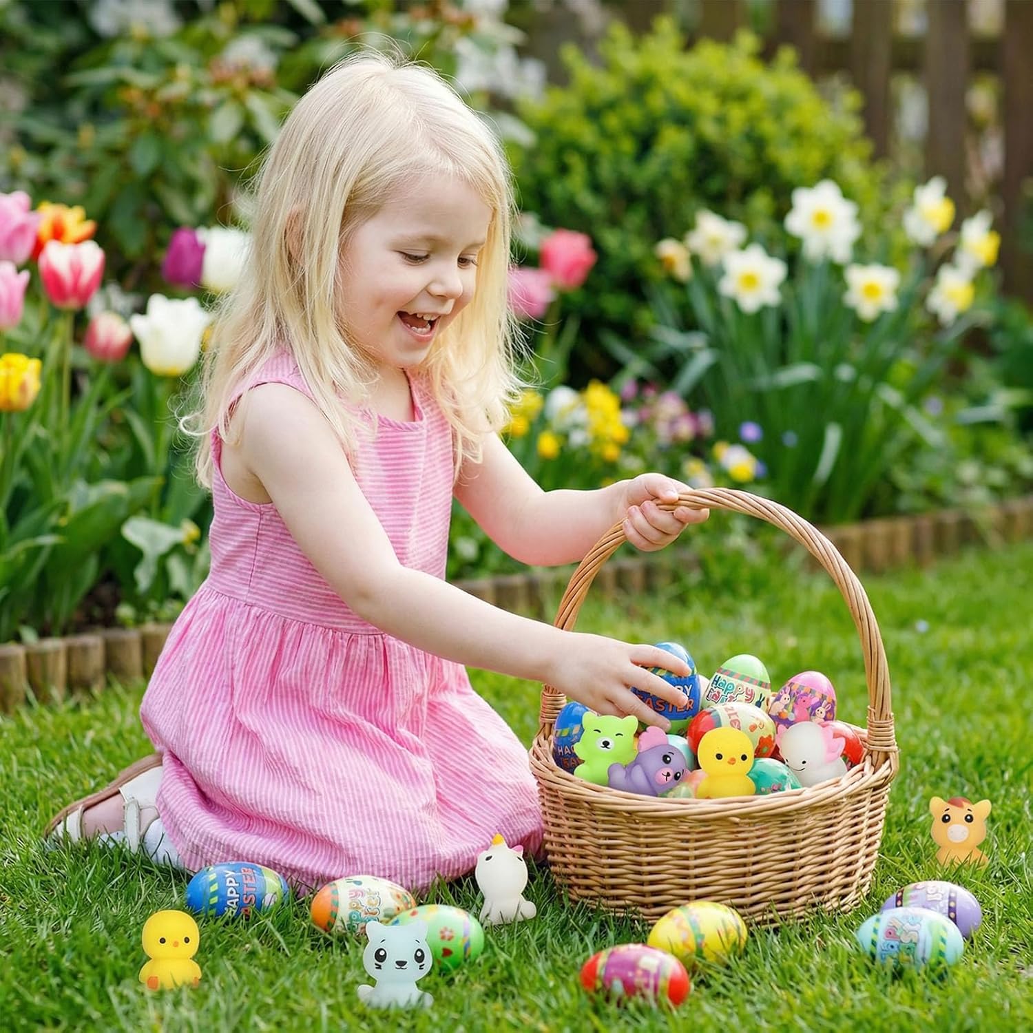 24 Pack Easter Eggs with Cute Animal Squishy Toys Inside,Prefilled Egg
