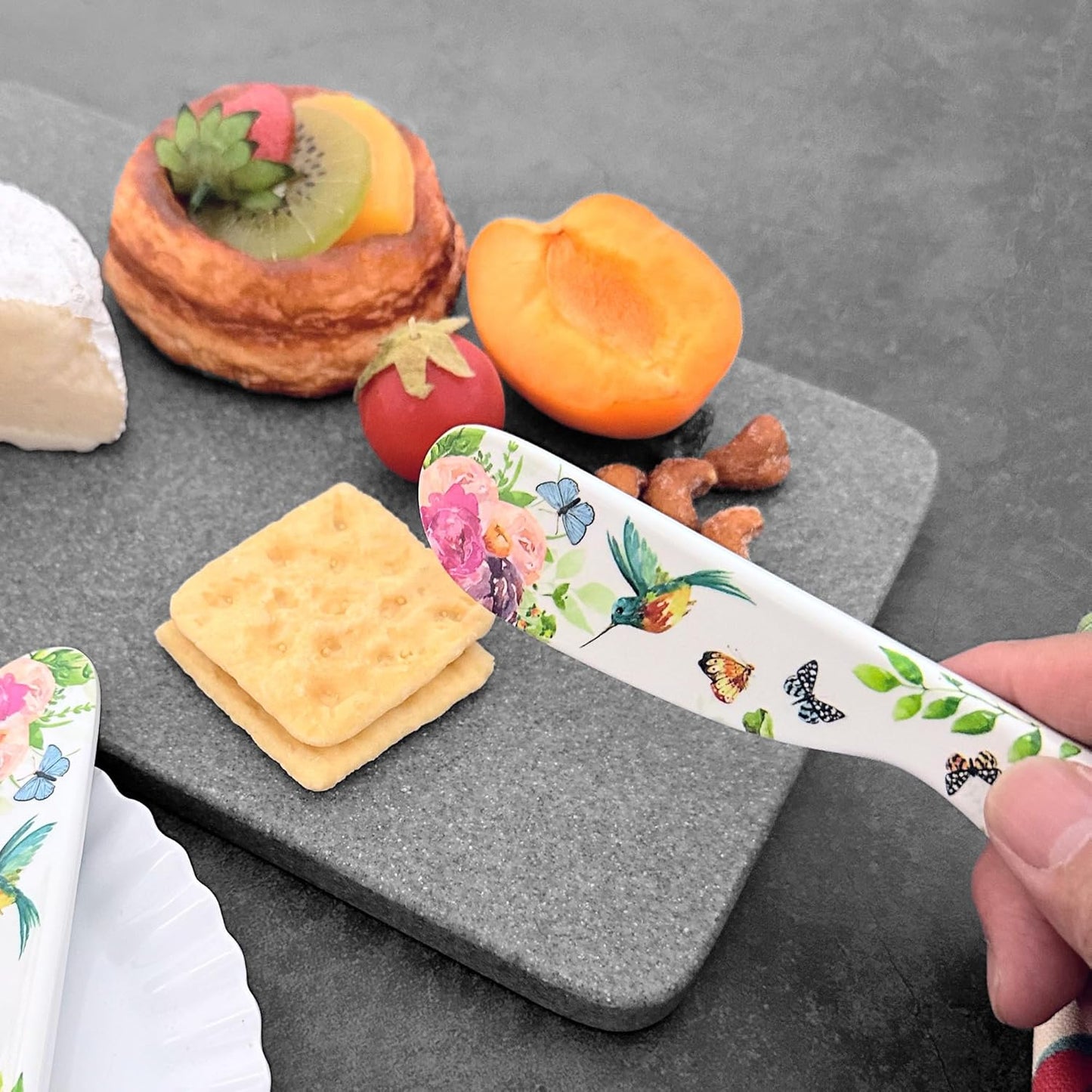 UPware Rose Garden Cheese Spreader Set, Melamine Multipurpose Butter S