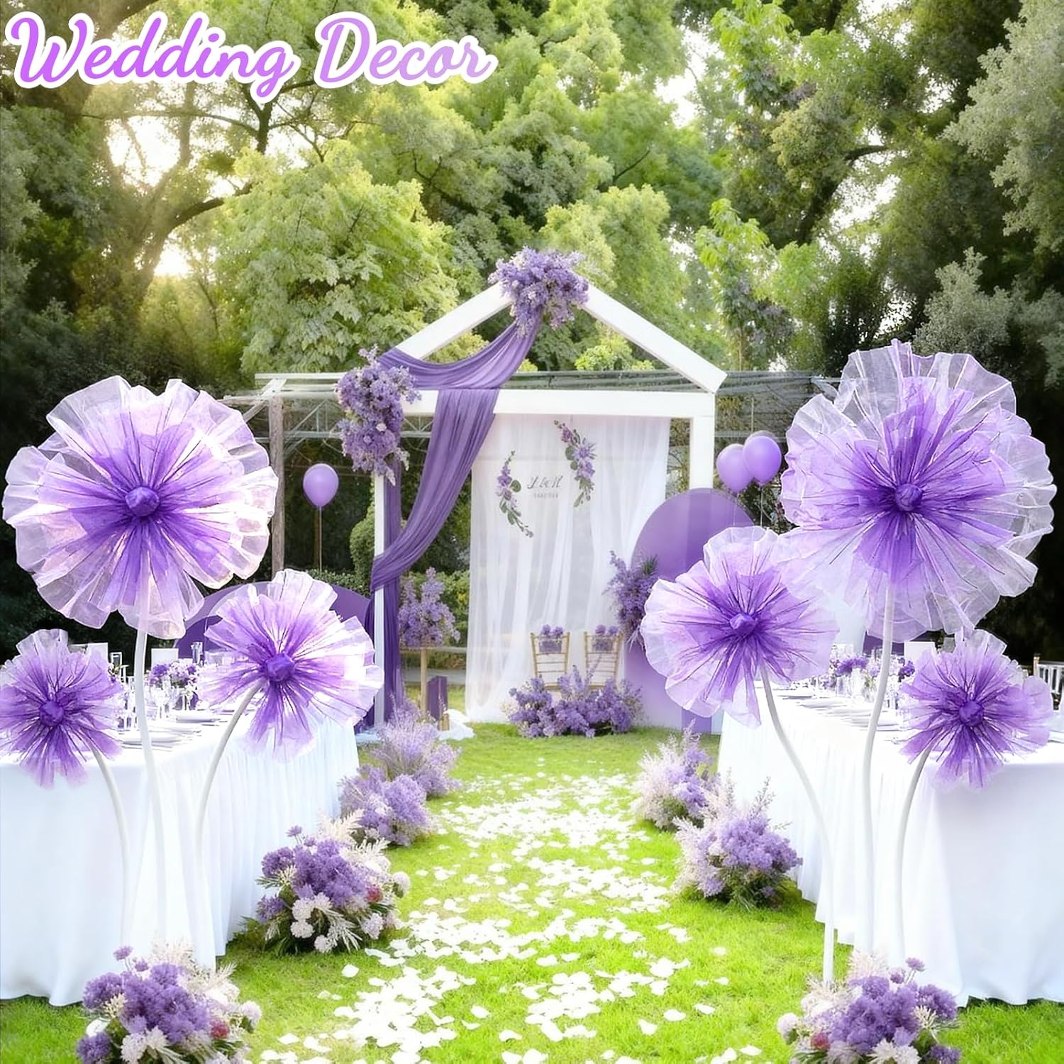 WARMALL 3PCS Giant Flowers for Decoration, 5.9Ft Large Artificial Silk