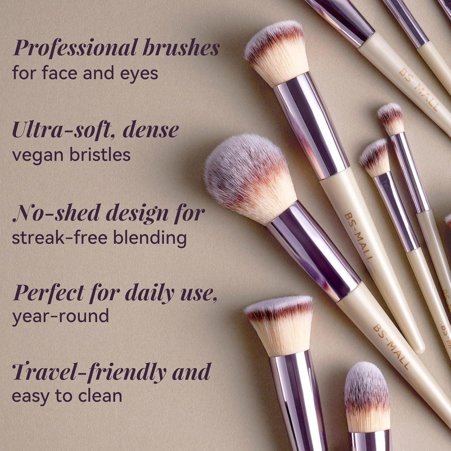 BS-MALL Makeup Brush Set 18 Pcs Premium Synthetic Foundation Powder Co