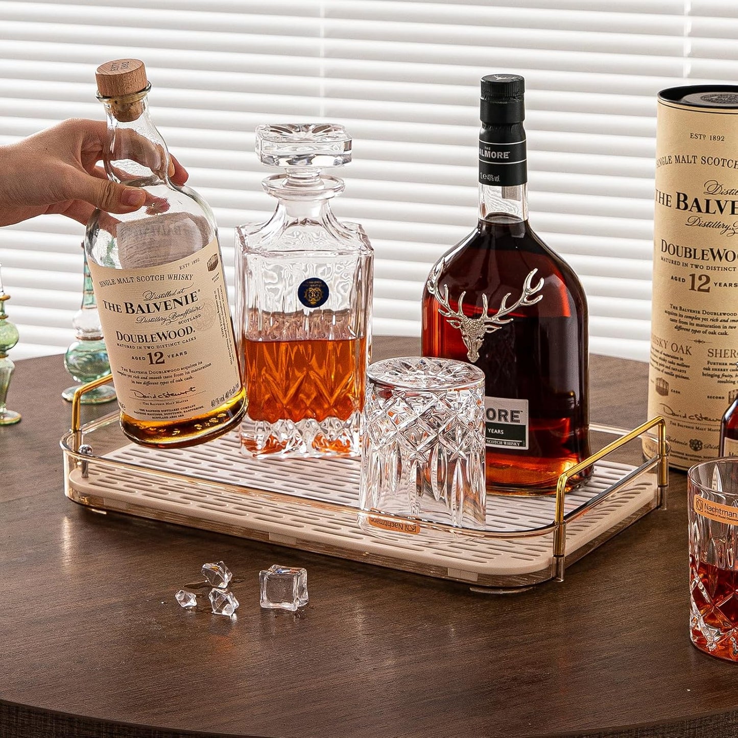 Seoneiro Whiskey Tray, Glass Cup Rack, Mug Holder, Coffee Cup Organize