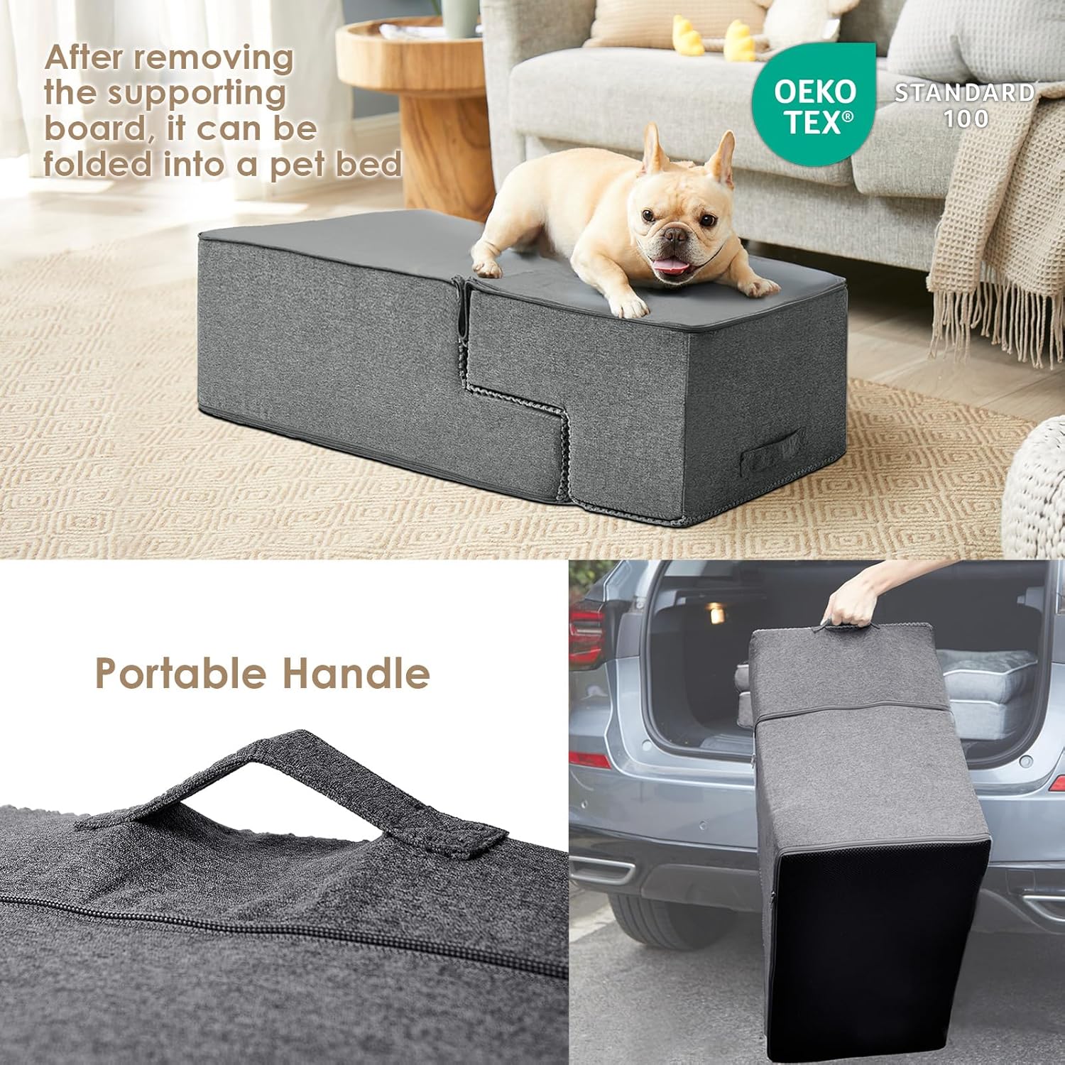 EHEYCIGA Dog Stairs for Bed 18" H, 4-Step Dog Steps for High Bed, Pet 