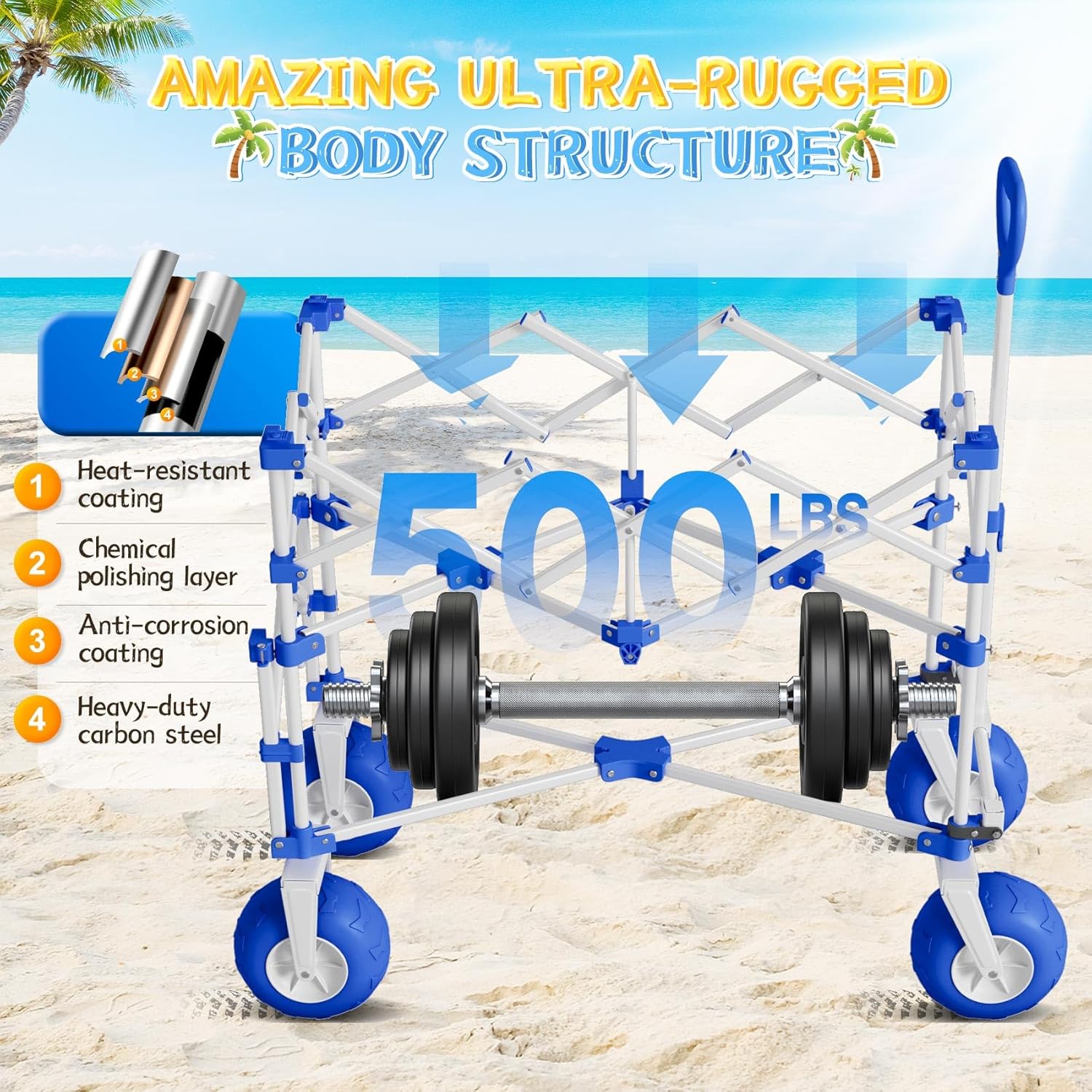 𝐔𝐩𝐠𝐫𝐚𝐝𝐞 Beach Wagon with Big Wheels for Sand, Double-Layer, 9" 