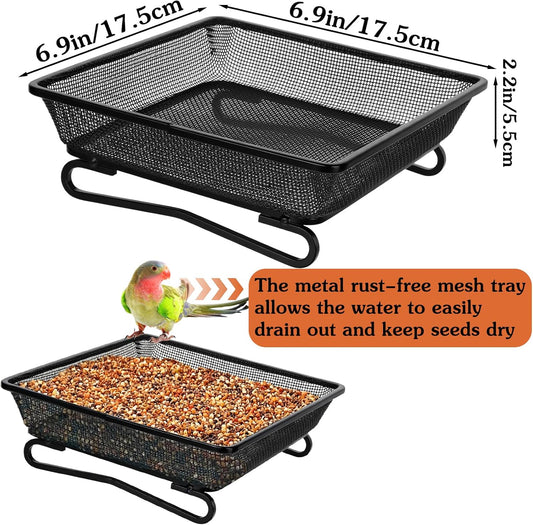 Ground Platform Bird Feeder Metal Seed Tray for Outside Garden Wild Bi